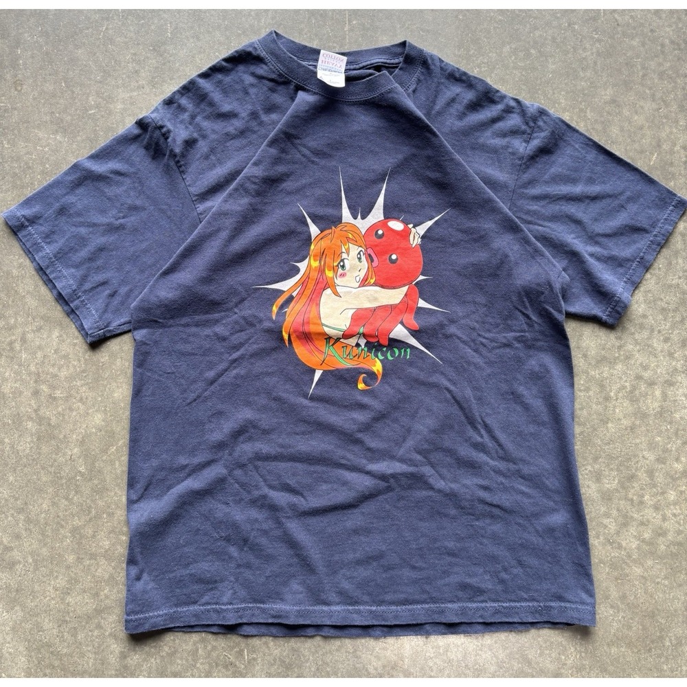 Vintage Kunicon Anime Convention 2004 Graphic T-shirt Navy Size Large Y2K